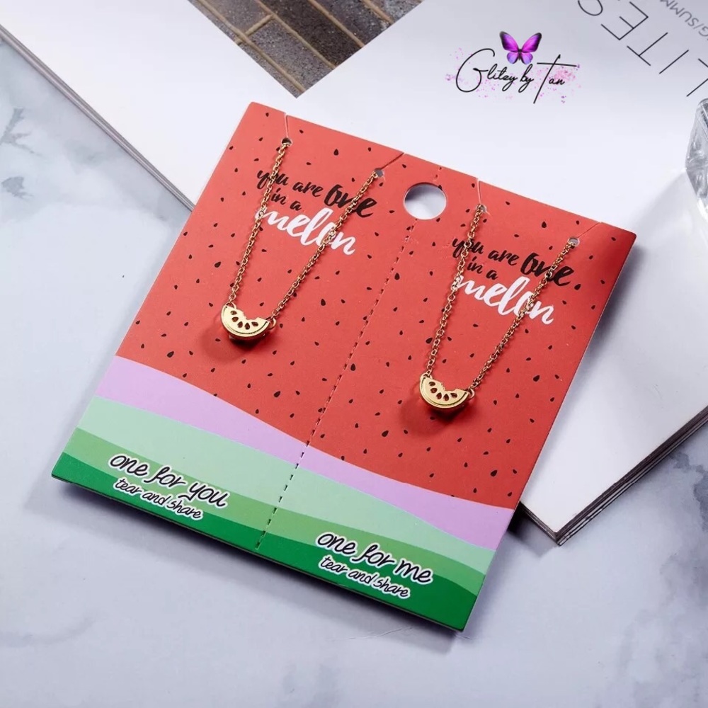 2 Pcs Watermelon Dainty Necklaces